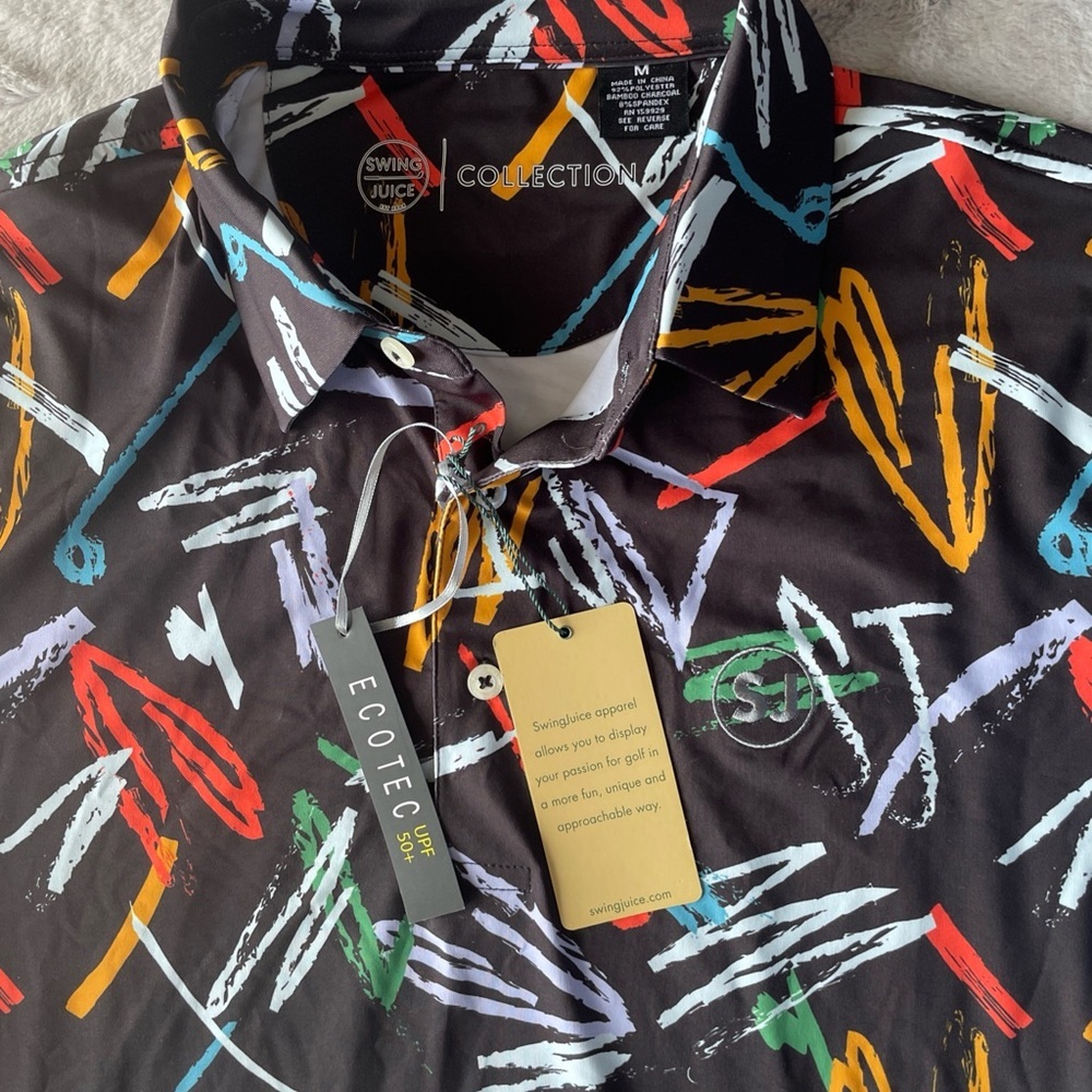 Swingjuice Black Short Sleeve Shirt With Multicolor Abstract Brushstrokes Medium View 4